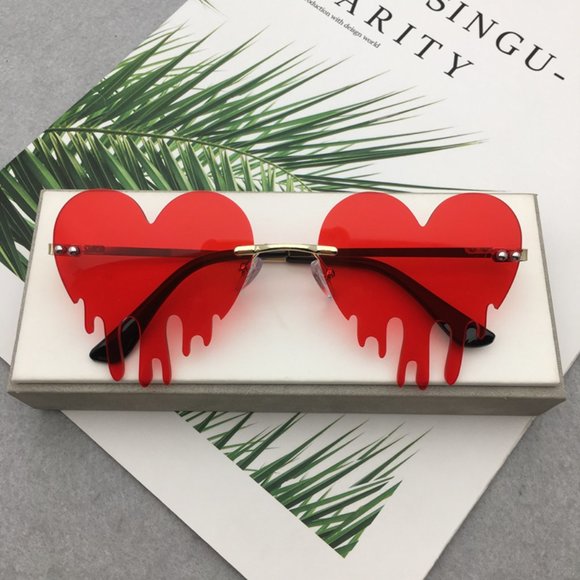 Accessories - Gold Frame Red Love Tears Lens Sunglasses